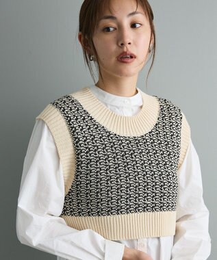 CRAFT STANDARD BOUTIQUE ジャガードショートニットベスト Light Beige