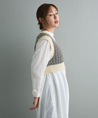 CRAFT STANDARD BOUTIQUE ジャガードショートニットベスト Light Beige