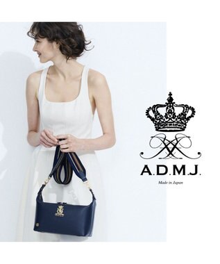 A.D.M.J. 【撥水】牛床革リバティソフト/ソフトショルダーM ネイビー