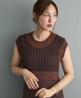 CRAFT STANDARD BOUTIQUE ジャガードショートニットベスト Brown