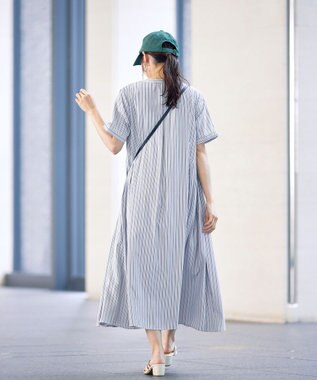 Tiaclasse L 【洗える】サイドタックスキッパーシャツワンピース ネイビー