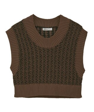 CRAFT STANDARD BOUTIQUE ジャガードショートニットベスト Brown