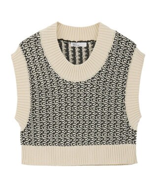 CRAFT STANDARD BOUTIQUE ジャガードショートニットベスト Light Beige