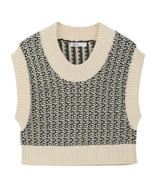CRAFT STANDARD BOUTIQUE ジャガードショートニットベスト Light Beige