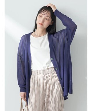 earth music&ecology シアーＢＩＧカーディガン Blue