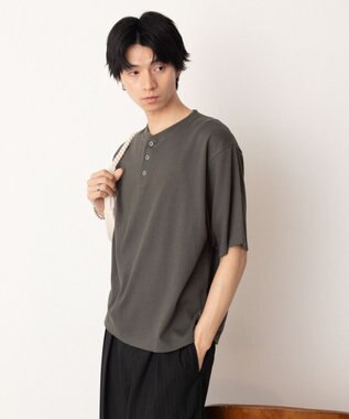 WEGO リングドットヘンリーネックリブT（SS） ブラック中濃色
