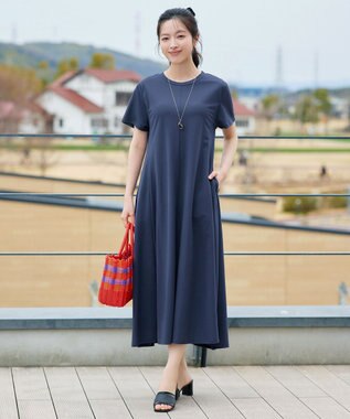 Tiaclasse L 【おのののかさん着用】冷凛(ひやりん)カノコAラインフレアワンピース ブルー