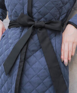 Tiaclasse ピーチスキン2wayキルティングロングコート ネイビー