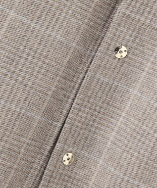 自由区 L 【17号サイズまで展開・カタログ掲載】ウールリバーチェック柄ノーカラー コート モカチェック