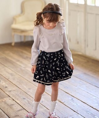 ANY KIDS 肩レース長袖Tシャツ ミルクティー