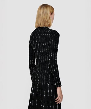 JOSEPH 【洗える】フラグメントストライプ　モックネックニット Black/Ivory