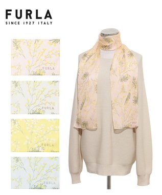 MOONBAT 【シルク100%】FURLA (フルラ) ミモザ シルクシフォンプリントスカーフ 150cm×35cm  手洗い可能