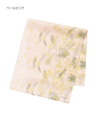 MOONBAT 【シルク100%】FURLA (フルラ) ミモザ シルクシフォンプリントスカーフ 150cm×35cm  手洗い可能 ペールピンク