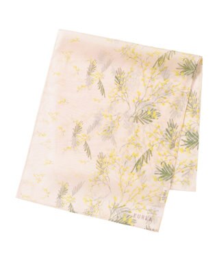 MOONBAT 【シルク100%】FURLA (フルラ) ミモザ シルクシフォンプリントスカーフ 150cm×35cm  手洗い可能 ペールピンク