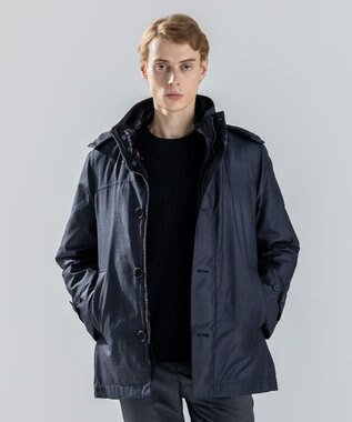 JOSEPH HOMME 新素材【4WAY】ライトラスターシャンブレー　ダウンコート ネイビー系