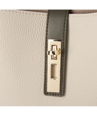 UNBILLION cachecache 3レイヤーヒネリ金具2wayトート アイボリーカーキ