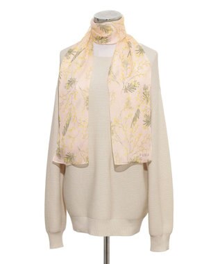 MOONBAT 【シルク100%】FURLA (フルラ) ミモザ シルクシフォンプリントスカーフ 150cm×35cm  手洗い可能 ペールピンク