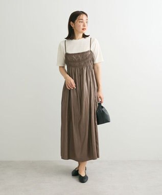 Green Parks レザー風キャミワンピース Gray Beige