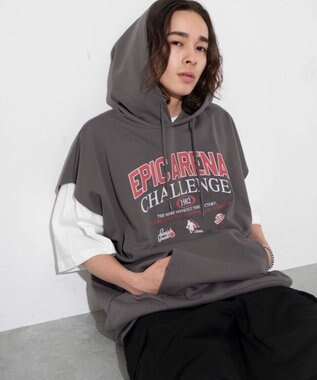 WEGO 【ユニセックス着用ITEM/手洗い可】ロゴノースリーブパーカー スミクロ