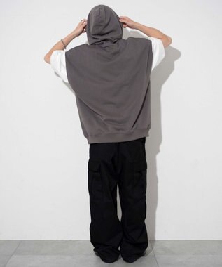 WEGO 【ユニセックス着用ITEM/手洗い可】ロゴノースリーブパーカー スミクロ