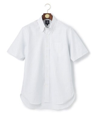 J.PRESS MEN 【PREMIUM PLEATS / 形態安定】ターコイズストライプ 半袖シャツ / B.D. ターコイズブルー系1