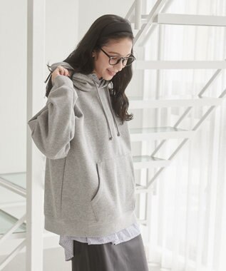 WEGO 【ユニセックス着用ITEM/裏起毛】リラックスフィットスウェットプルパーカー 杢グレー