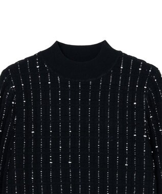 JOSEPH 【洗える】フラグメントストライプ　モックネックニット Black/Ivory