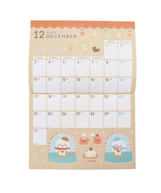 Mother garden しろたん 2024年 壁掛けカレンダー 《シロタン喫茶柄》 A4サイズ 壁掛けカレンダー