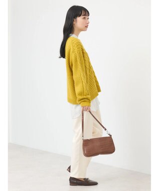 earth music&ecology ウォッシャブルケーブルプルオーバー Mustard