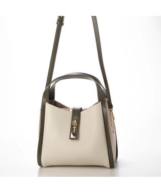 UNBILLION cachecache 3レイヤーヒネリ金具2wayトート アイボリーカーキ