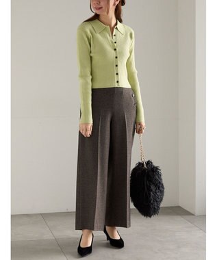 Te chichi ツイードワイドパンツ（セットアップ可） ブラウン