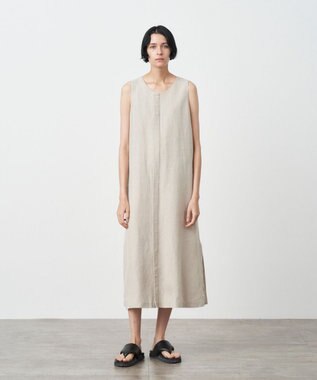 ATON LINEN OXFORD | ノースリーブドレス BEIGE
