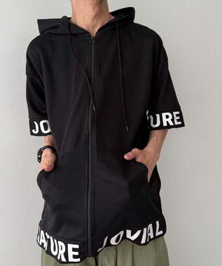 WEGO 【MLXLサイズ展開】グラフィックZIPパーカー（SS） ブラック