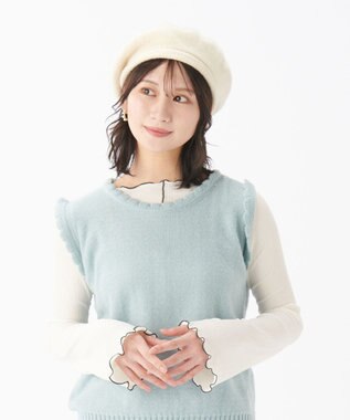 MOONBAT バスクリブ付きベレー帽 オフホワイト