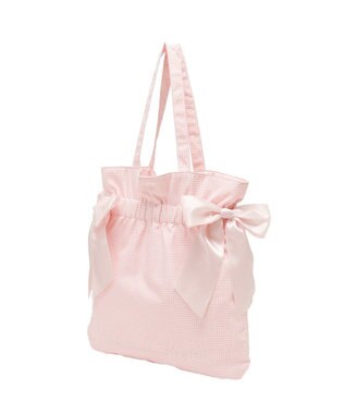 Maison de FLEUR ギンガムダブルリボンギャザートートバッグ Salmon Pink
