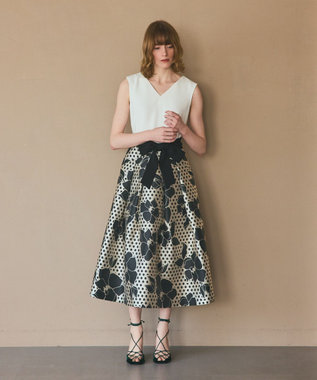 GRACE CONTINENTAL ドットボタニカルジャガードドレス