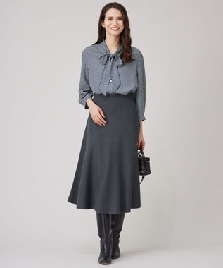 自由区 【洗える】ジオメトリックハートプリント ブラウス アクア系