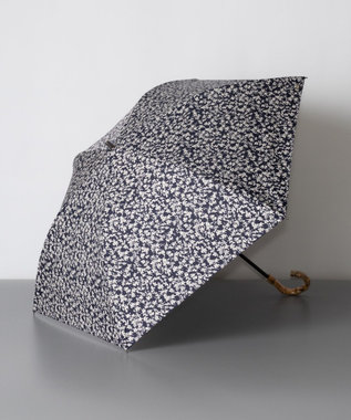 AURORA Blao（ブラオ）小花柄プリントプチ折り晴雨兼用傘（トップフラット折傘）日傘 ネイビー