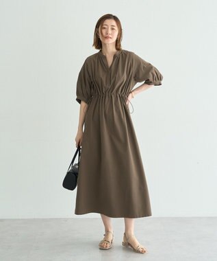 YECCA VECCA <<UVカット>>ドロストギャザー袖ワンピース
