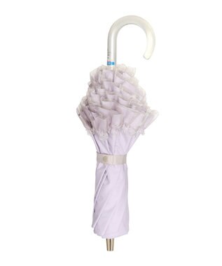 MOONBAT 【ランバン オン ブルー（LANVIN en Bleu）】晴雨兼用折りたたみ日傘　ビジュー付きオーガンジーフリル ライトパープル