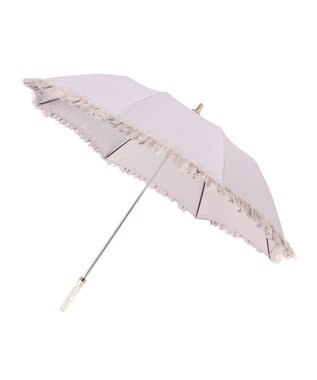 MOONBAT 【ランバン オン ブルー（LANVIN en Bleu）】晴雨兼用折りたたみ日傘　ビジュー付きオーガンジーフリル ライトパープル