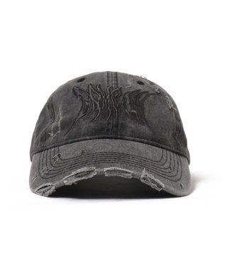 WEGO トライバルロゴダメージピグメントキャップ ブラック