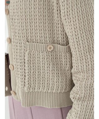 earth music&ecology 透かし柄ポケットカーディガン Beige