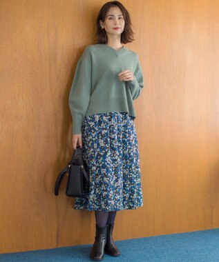 組曲 【8色展開・手洗い可】ウールカシミヤミックス Vネックニット 【WEB限定】クリームカーキ系9