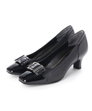 Riz raffinee <Riz raffinee>バックルモチーフコンビパンプス ブラック