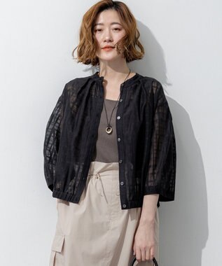 23区 【先行予約】シャドーシアーチェック 2WAY ブラウス