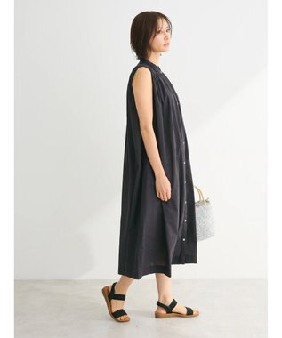 Green Parks インド綿 ノースリーブワンピース Black