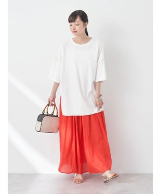 earth music&ecology 配色ステッチチュニックＴ Off White