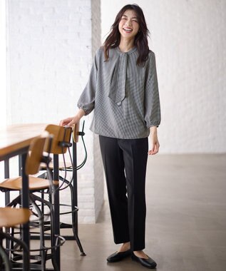 ANY 【洗濯機可】ボータイブラウス ブラック