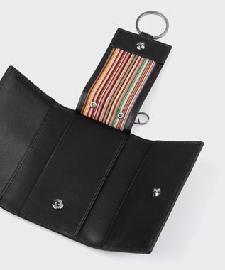 Paul Smith ベジタンストライプトリム キーケース ブラック